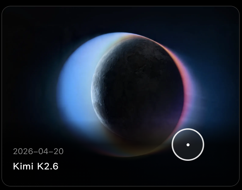 Kimi K2.6 发布卡片,使用暗色星体和蓝红轮廓光